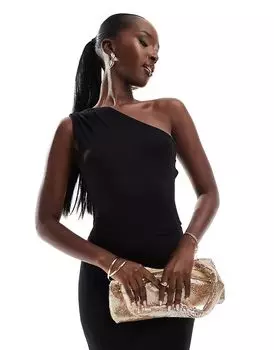 Макси-платье на одно плечо с вырезом на спине черного цвета ASOS DESIGN