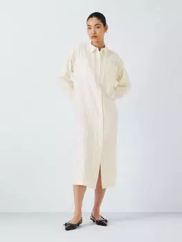 Макси-платье-рубашка в полоску John Lewis , цвет Soft Stripe Ecru