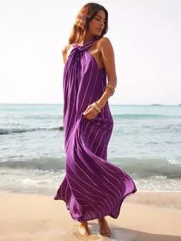 Макси-платье с блестящим закручивающимся вырезом Ro&Zo, фиолетовый