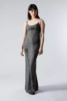 Макси-Платье с бретелями Weekday, серый