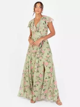 Макси-платье с цветочной накидкой Anaya With Love, зеленый