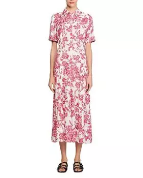 Макси-платье с цветочным принтом Sandro, мультиколор