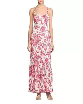 Макси-платье с цветочным принтом Sandro, мультиколор