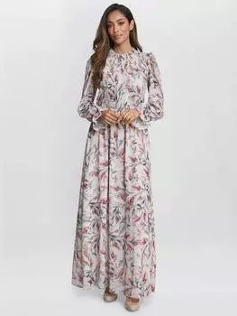 Макси-платье с цветочным рисунком от thea Gina Bacconi, белый/разноцветный