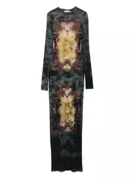 Макси-платье с длинными рукавами и принтом в стиле барокко Jean Paul Gaultier, черный