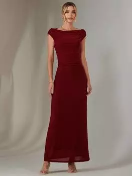 Макси-платье с драпированным капюшоном на шее из евы Jolie Moi, бордовый