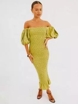 Макси-платье с флеклым принтом Never Fully Dressed, оливковый