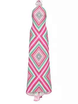 Макси-платье с геометрическим принтом Valentino Garavani, розовый