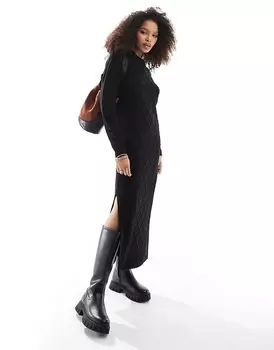 Макси-платье с косами черного цвета Threadbare