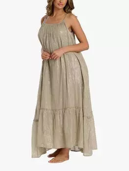 Макси-платье с круглым вырезом и металлическими ремешками South Beach, зеленый