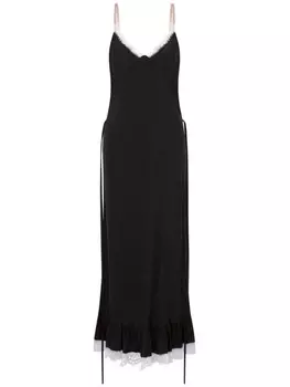 Макси-платье с кружевной отделкой Moschino, черный
