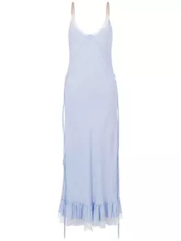 Макси-платье с кружевной отделкой Moschino, синий