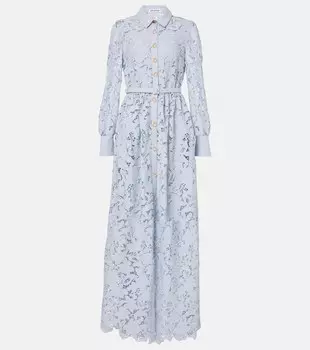 Макси-платье с кружевной отделкой Self-Portrait, синий