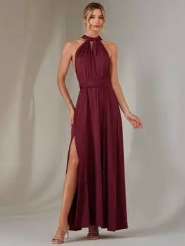 Макси-платье с многослойным вырезом на шее Jolie Moi, бордовый