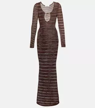 Макси-платье с открытой вязкой Aya Muse, темно-коричневый