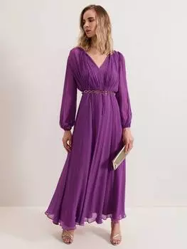 Макси-платье с плиссированным лифом и поясом от amal Phase Eight, цвет Mid Purple