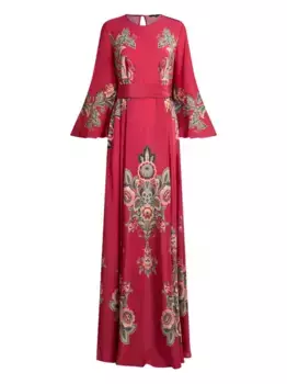 Макси-платье с поясом и принтом пейсли ETRO, красный