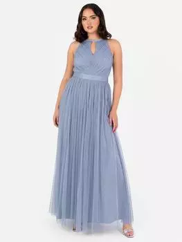 Макси-платье с поясом-кушаком на шее и завязкой на поясе Anaya With Love, цвет Slate Blue