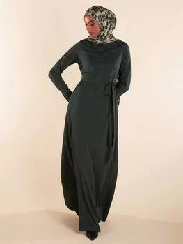 Макси-платье с саржевым воротником-рубашкой Aab, темно-зеленый