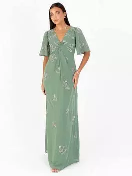 Макси-платье с узлом спереди Maya Deluxe, цвет Deep Mint