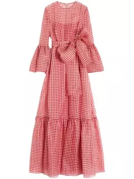 Макси-платье с узором «гусиная лапка» Valentino Garavani, красный