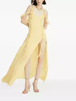 Макси-платье с V-образным вырезом и оборками Celeste, желтый