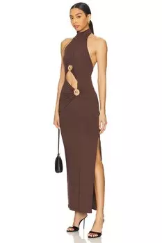 Макси-платье с воротником Neve Bardot, chocolate