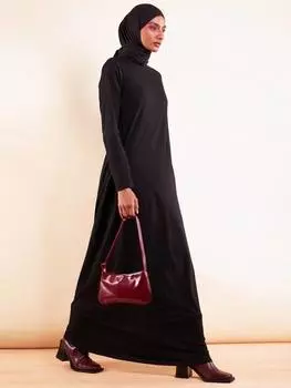 Макси-платье с высоким воротом и горловиной Aab, черный