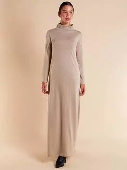 Макси-платье с высоким воротом и горловиной Aab, белый