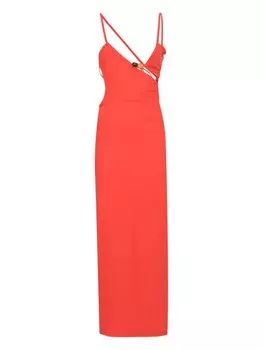 Макси-платье, украшенное кристаллами Christopher Esber, красный