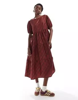 Макси-платье в красную клетку Daisy Street