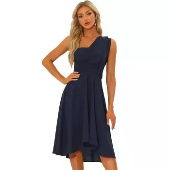 Макси-платья для женщин Расклешенные длинные платья без рукавов ALLEGRA K, цвет Dark Blue