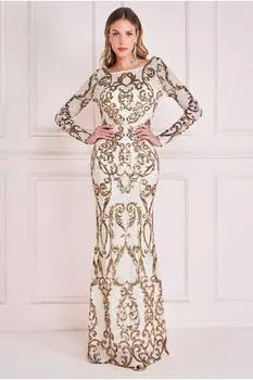 Макси с капюшоном и пайетками на спине Goddiva, белый