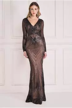 Макси с пайетками Starburst Goddiva, черный