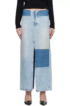 Макси-юбка из денима с панелями Mm6 Maison Margiela, синий