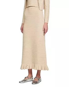 Макси-юбка из трикотажа с пайетками Sandro, коричневый/бежевый