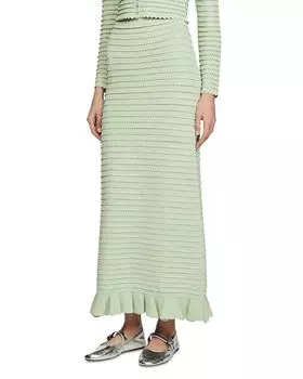Макси-юбка из трикотажа с пайетками Sandro, зеленый
