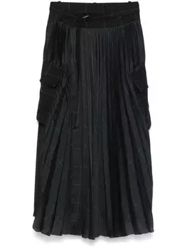 Макси-юбка с принтом в виде оконного стекла sacai, черный