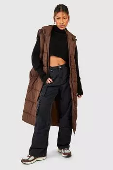 Макси Жилет boohoo, коричневый