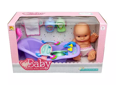 Максик, Кукла с банным набором (ванна+аксессуары) Maksik