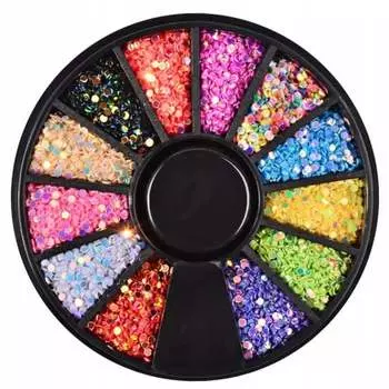 Максим, Карусель с 3D украшениями для ногтей, Кристаллы Микс Цвета, Maxim