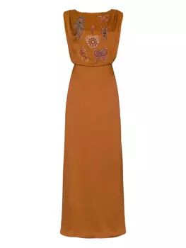 Максиплатье с бисером Адалина Temperley London, оранжевый