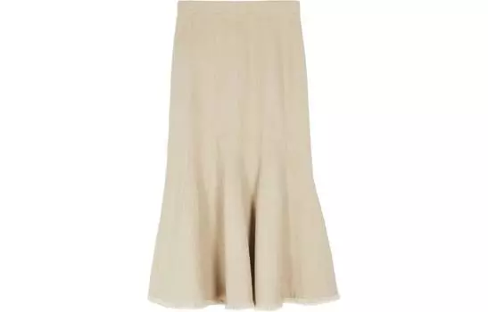 MaxMara Длинная юбка женская повседневная бежевого цвета