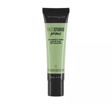 Maybelline, Face Studio, База под макияж, уменьшающая покраснения, 30 мл