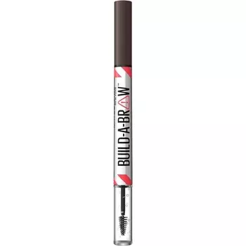 Maybelline New York Build A Brow 2 в 1 Карандаш для бровей и фиксирующий гель Реалистичные, объемные брови Водостойкие, устойчивые к поту и размазыванию, 24 часа веганской формулы, оттенок 260, темно-коричневый