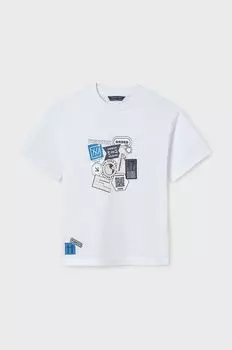 Mayoral Детская хлопковая футболка, белый