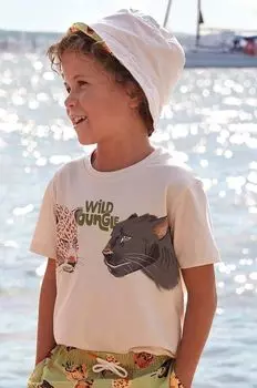 Mayoral Детская хлопковая футболка, бежевый