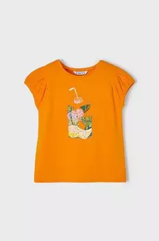 Mayoral Детская хлопковая футболка, оранжевый