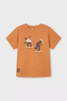 Mayoral Детская хлопковая футболка, оранжевый