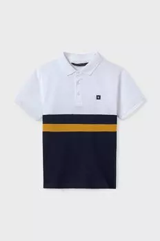 Mayoral Детская хлопковая рубашка-поло, белый